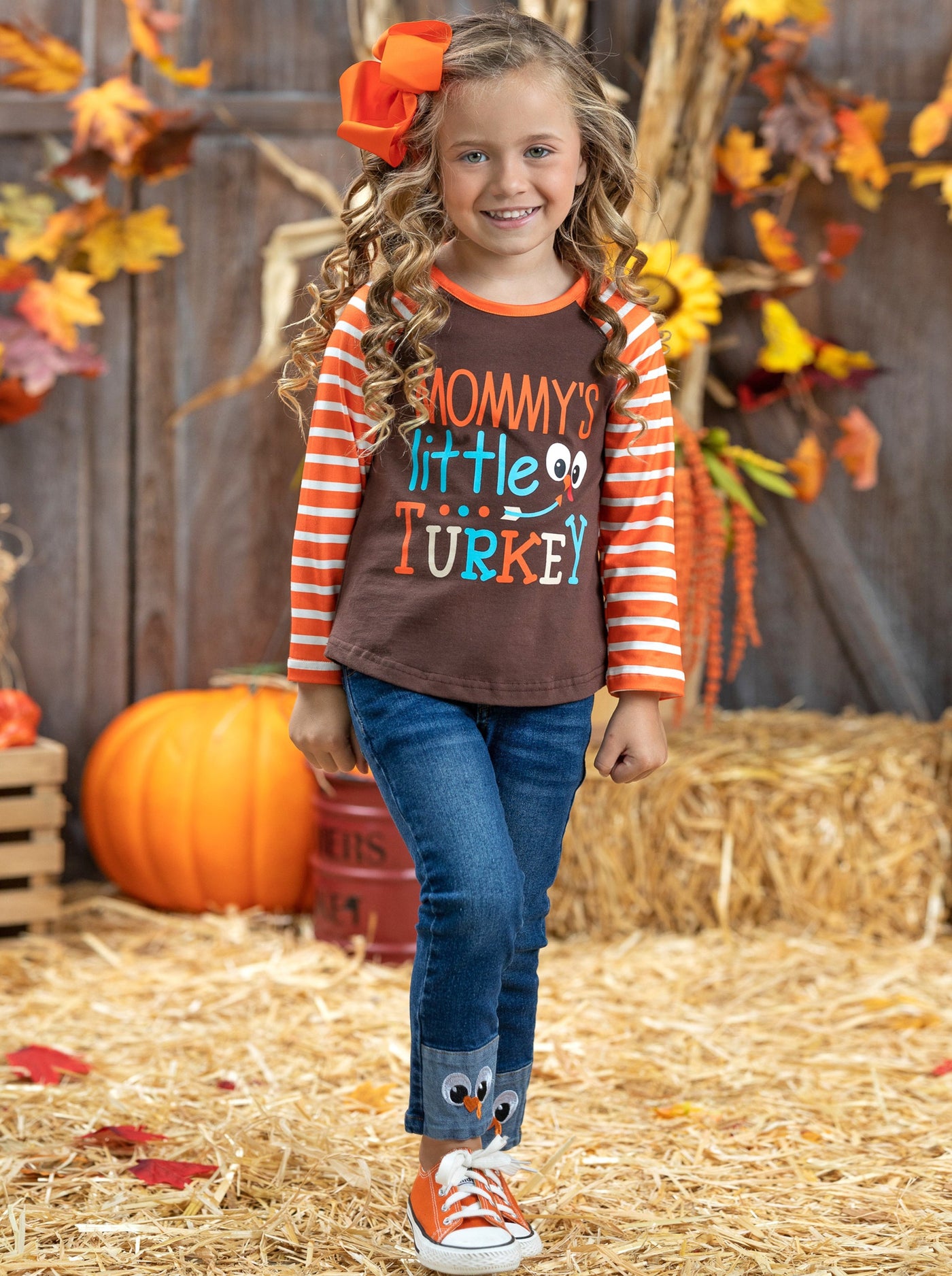 Kids Thanksgiving Outfits | Mommy's Little Turkey Cuffed Jeans Set