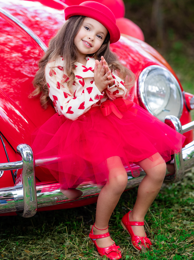 Fancy Toddler Clothes | Girls Corduroy Heart Print Blazer Tutu Dress