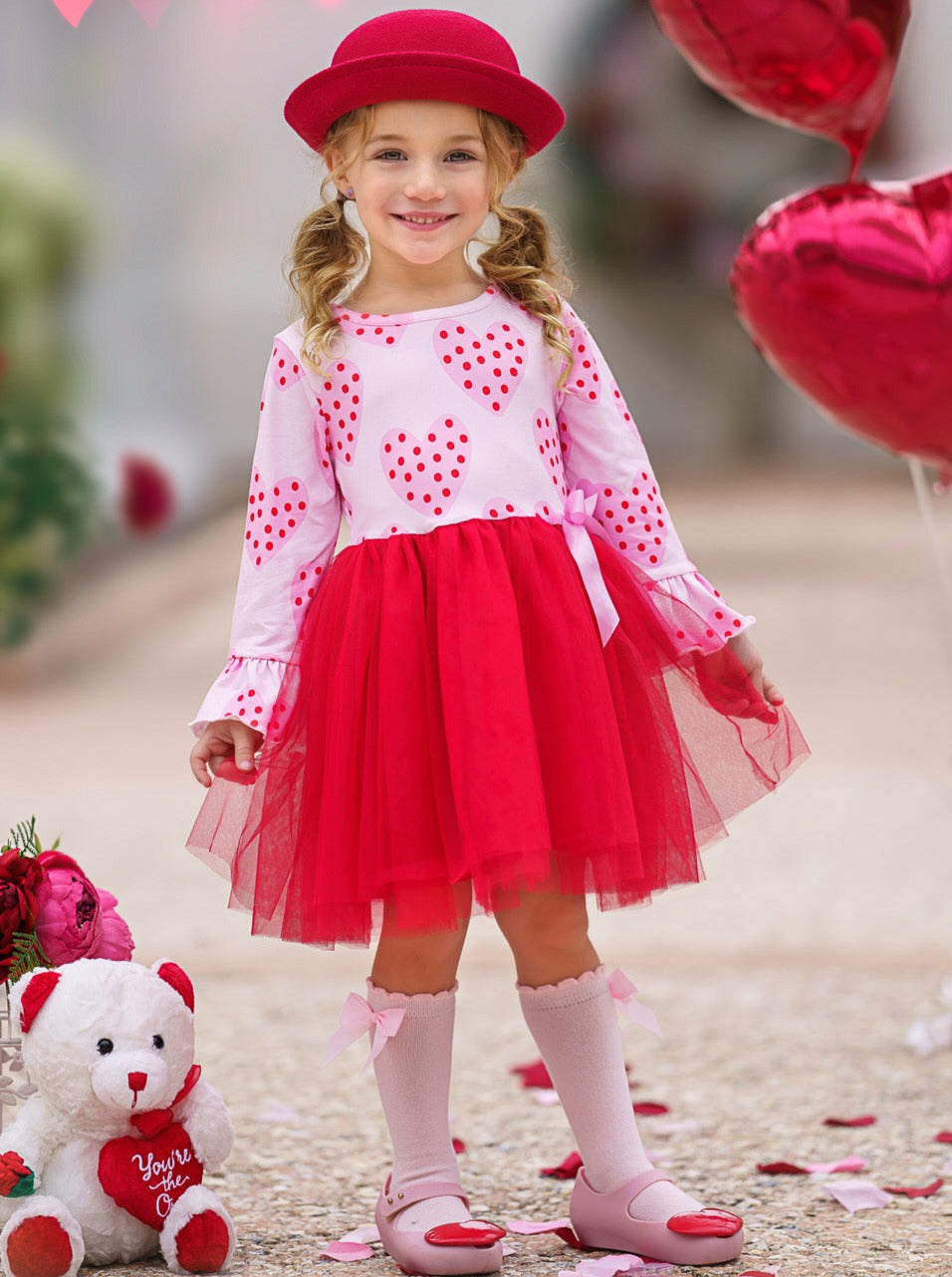 Valentines Day Outfits | Girls Heart Print Tutu Dress | Girls Boutique