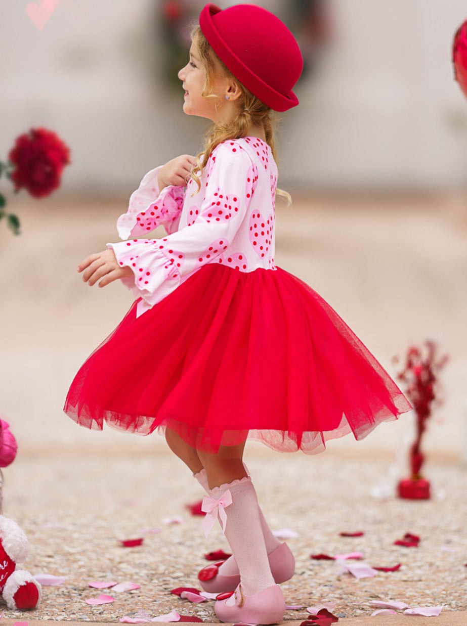 Valentines Day Outfits | Girls Heart Print Tutu Dress | Girls Boutique