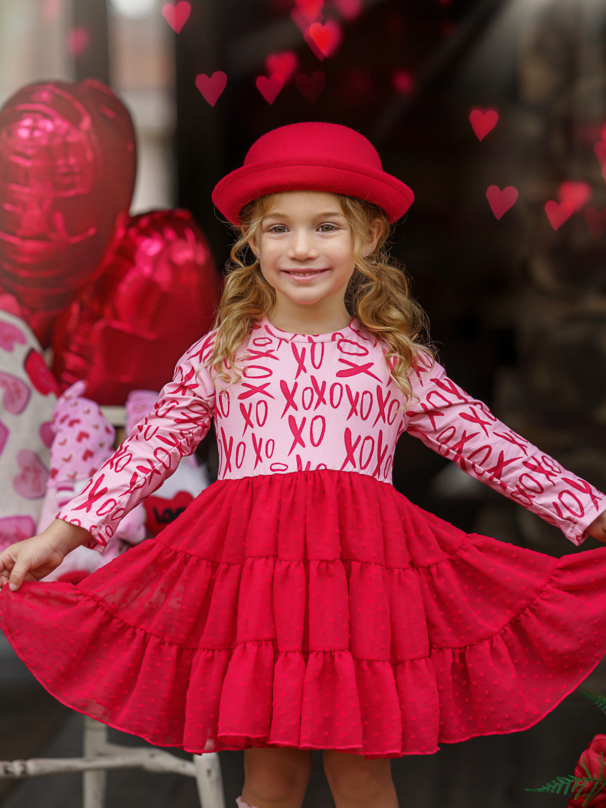 Dressy Toddler Clothes | Girls XOXO Print Swiss Tulle Ruffle Dress
