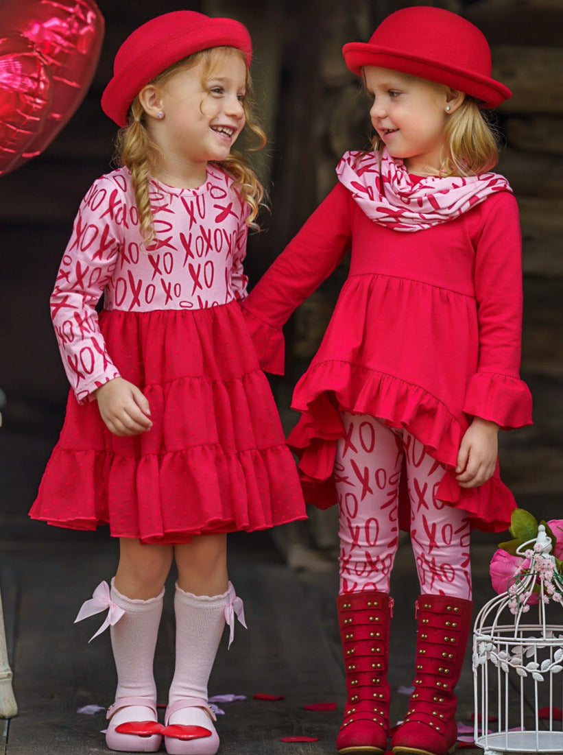 Dressy Toddler Clothes | Girls XOXO Print Swiss Tulle Ruffle Dress ...
