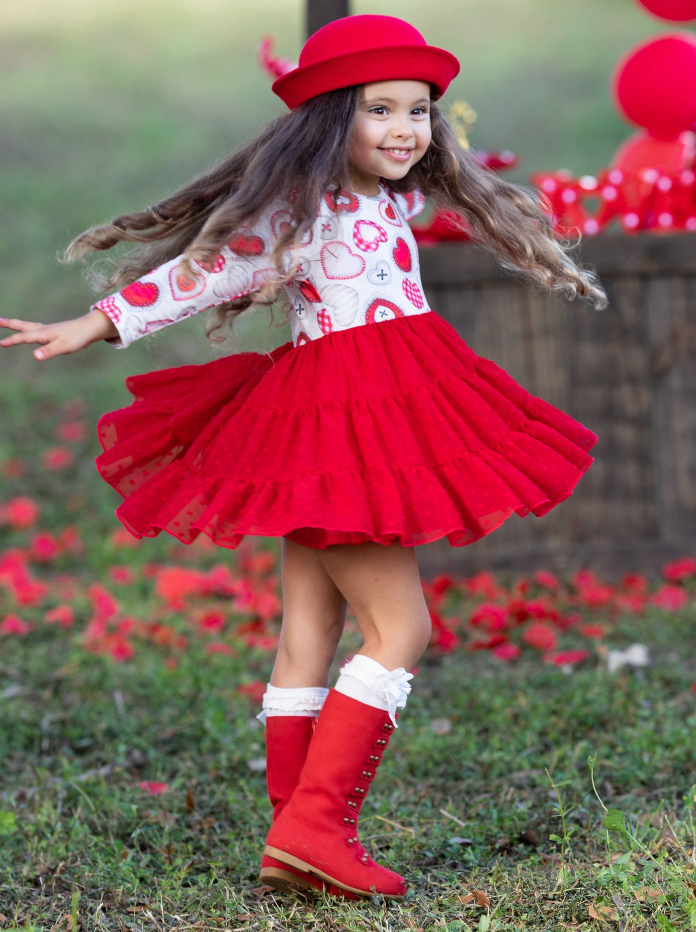 Dressy Toddler Clothes | Girls Heart Button Swiss Tulle Ruffle Dress