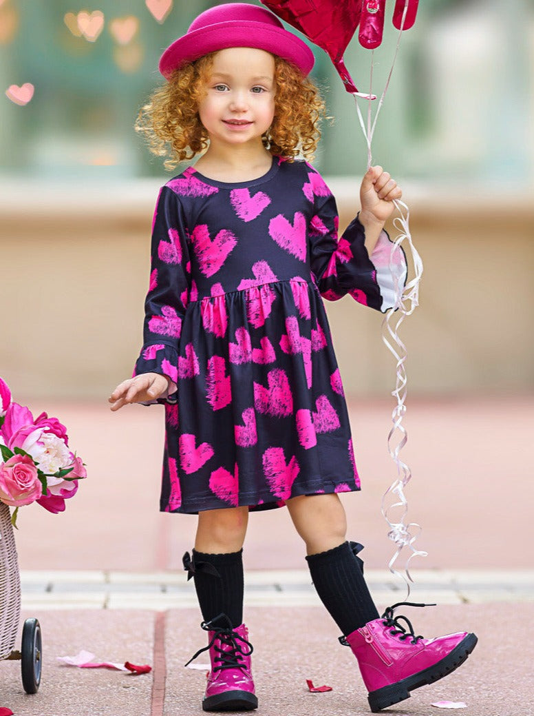  Mia Belle Girls Chalk Heart Print Dress | Valentines Day Outfits
