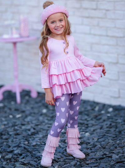 Little Miss Valentine Tiered Tunic & Legging Set - Mia Belle Girls