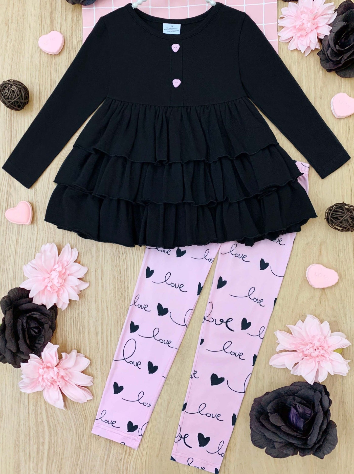 Love Is In The Air Tiered Tunic & Legging Set - Mia Belle Girls