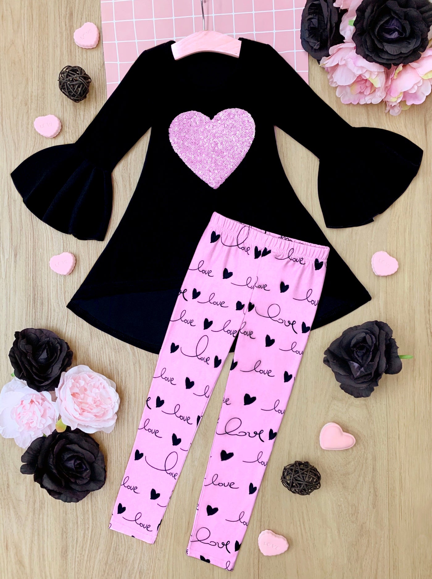 id's Valentine's Day Sets | Sparkle Heart Hi-Lo Tunic & Legging Set 