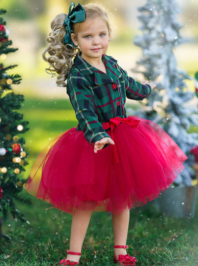 Cute Winter Dressy Outfits | Little Girls Plaid Blazer Tutu Dress