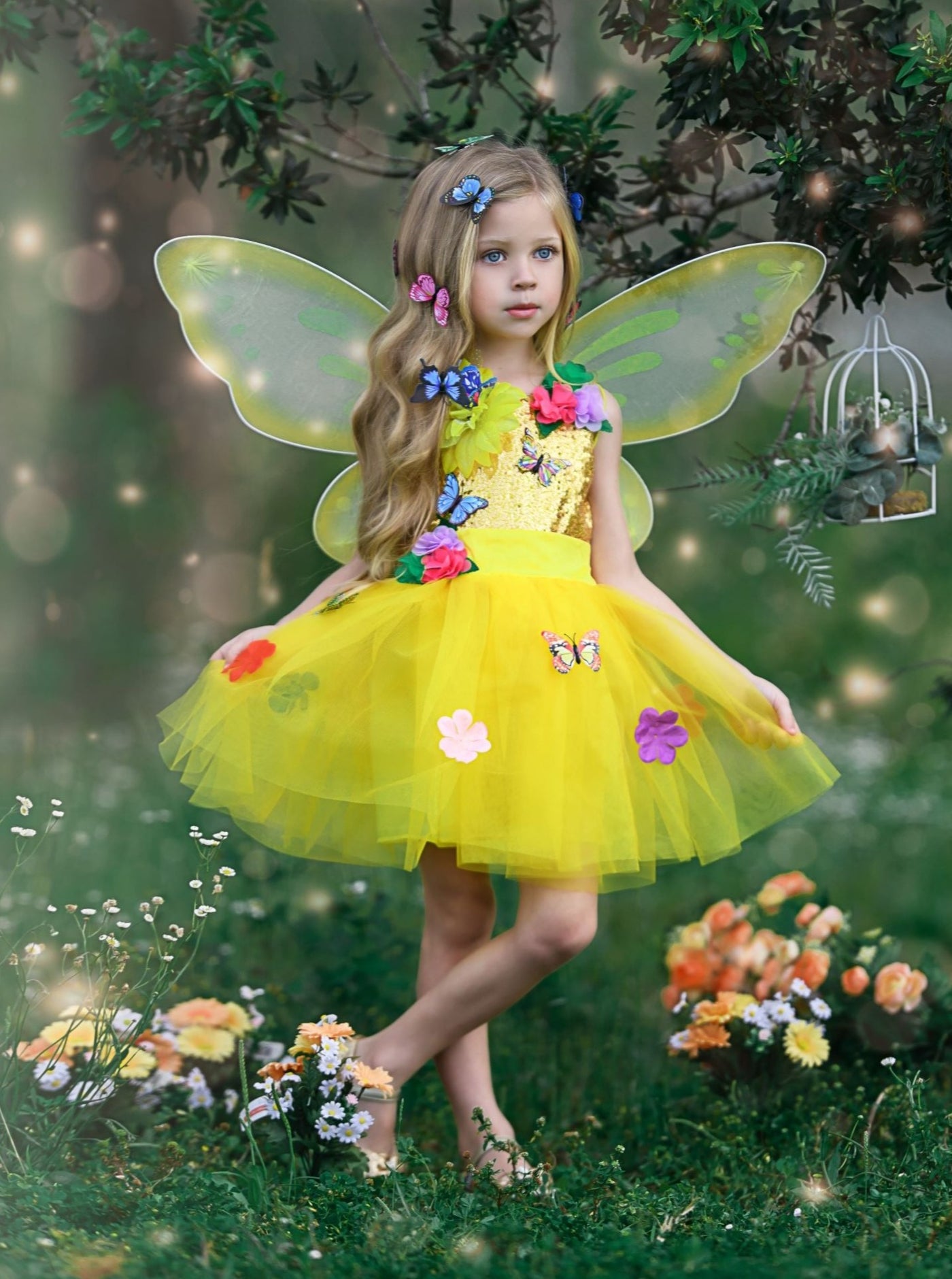Girls Golden Butterfly Fairy Halloween Costume