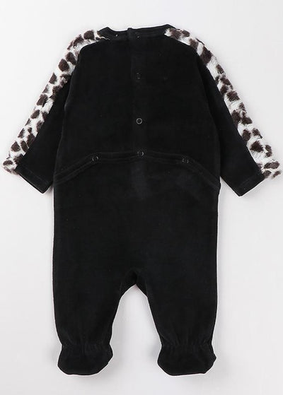 Baby Bedtime Velour Leopard Print Footie Onesie White