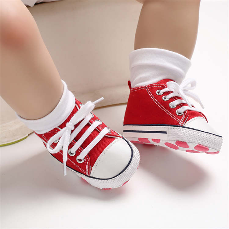 Baby First Steppers Canvas Sneaker Flats by Liv and Mia Red