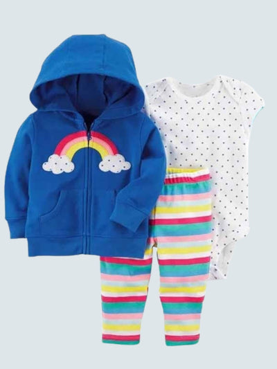 Baby 'I Heart Rainbows & Dots' Hooded Jacket, Onesie, And Legging Set