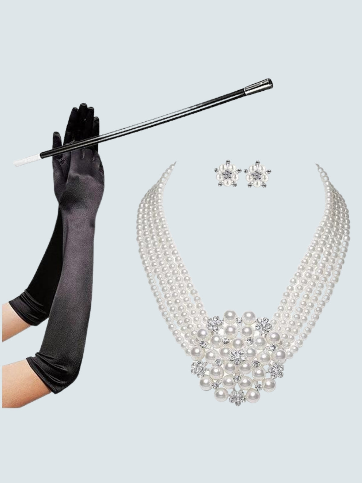Kids Halloween Accessories | Pearl Necklace, Earrings & Satin Gloves