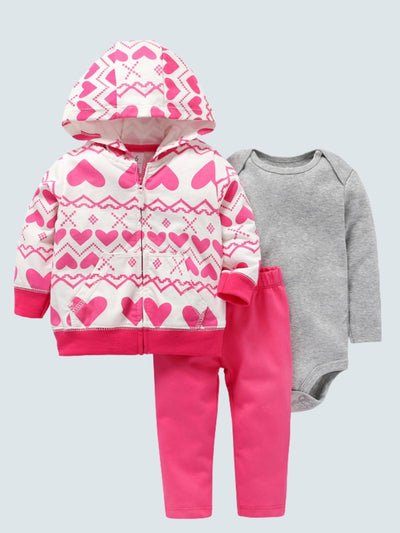 Baby 'I Heart Fall' Hooded Jacket, Onesie, And Legging Set