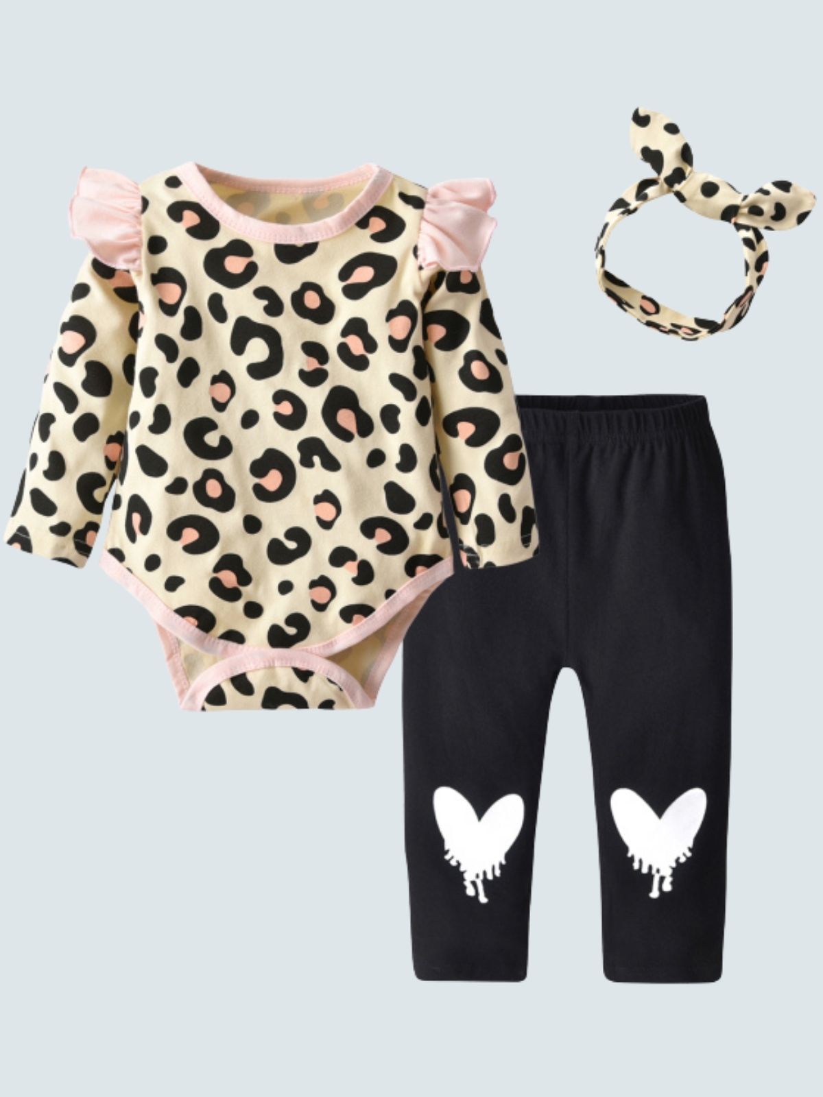 Baby Spotted Love Long Sleeve Leopard Print Onesie And Legging Set