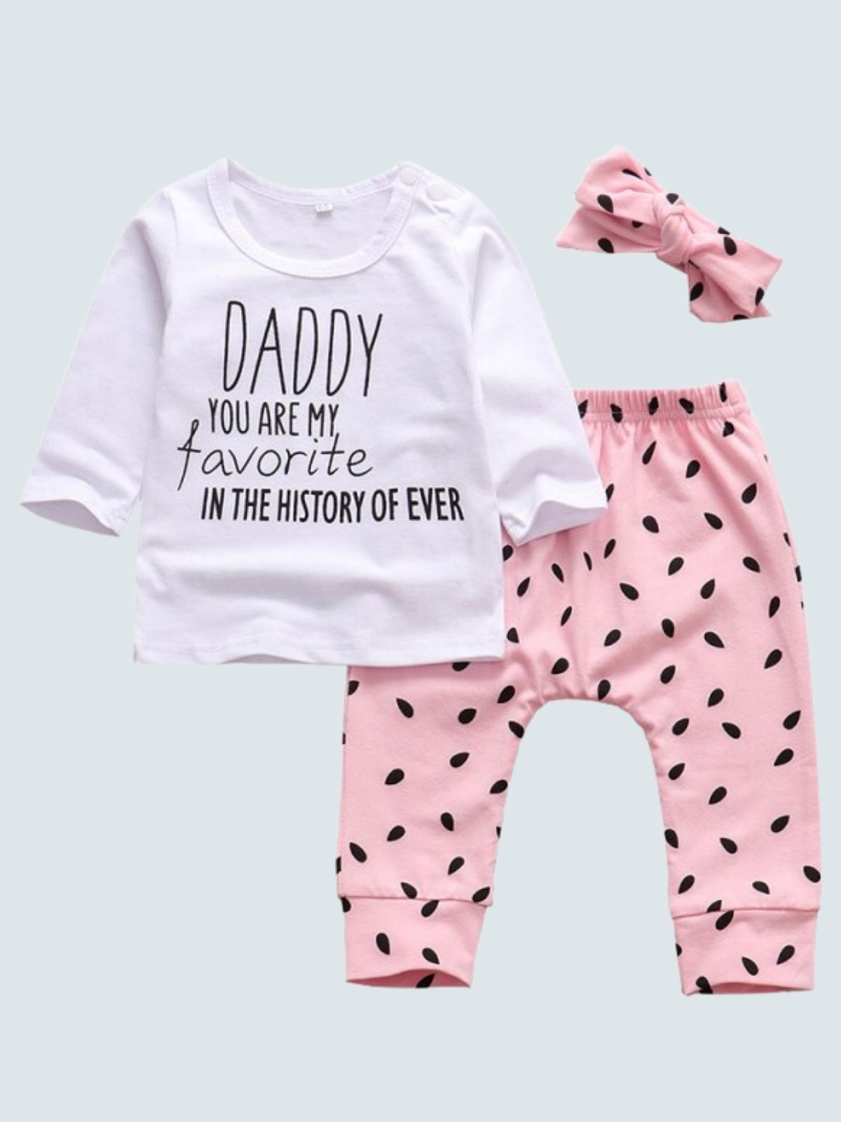 Baby 'Daddy's My Favorite Long Sleeve Shirt, Leggings, And Headband Set