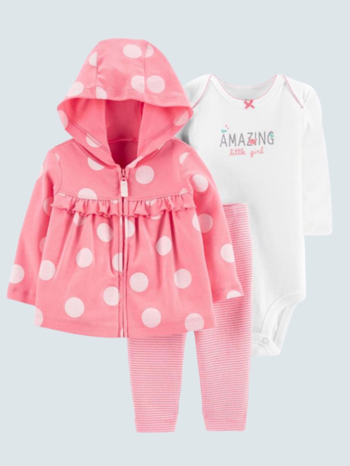 Baby 'Amazing Little Girl' Long Sleeve Onesie, Hooded Jacket, and Legging Set