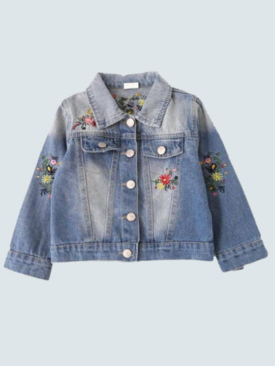 Kids Denim Clothes | Boho Floral Denim Jacket | Mia Belle Girls