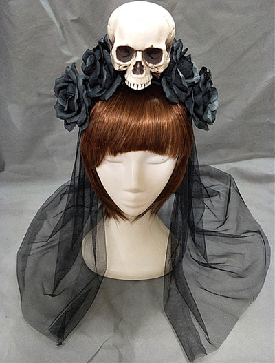 Halloween Accessories | Skull Black Rose Headband | Mia Belle Girls