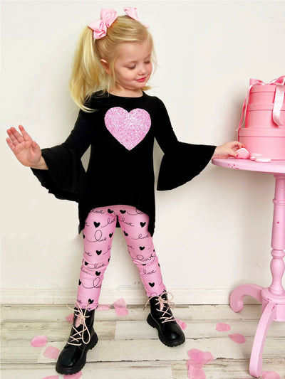 Kid's Valentine's Day Sets | Sparkle Heart Hi-Lo Tunic & Legging Set 