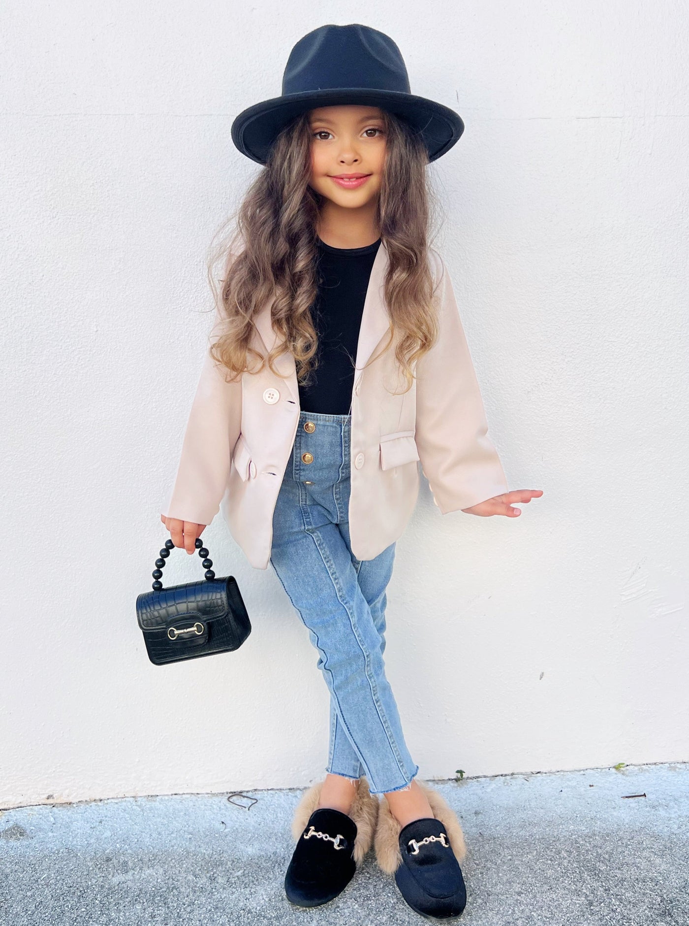 Toddler Clothing Sale | Little Girls Double-Button Beige Blazer Jacket ...