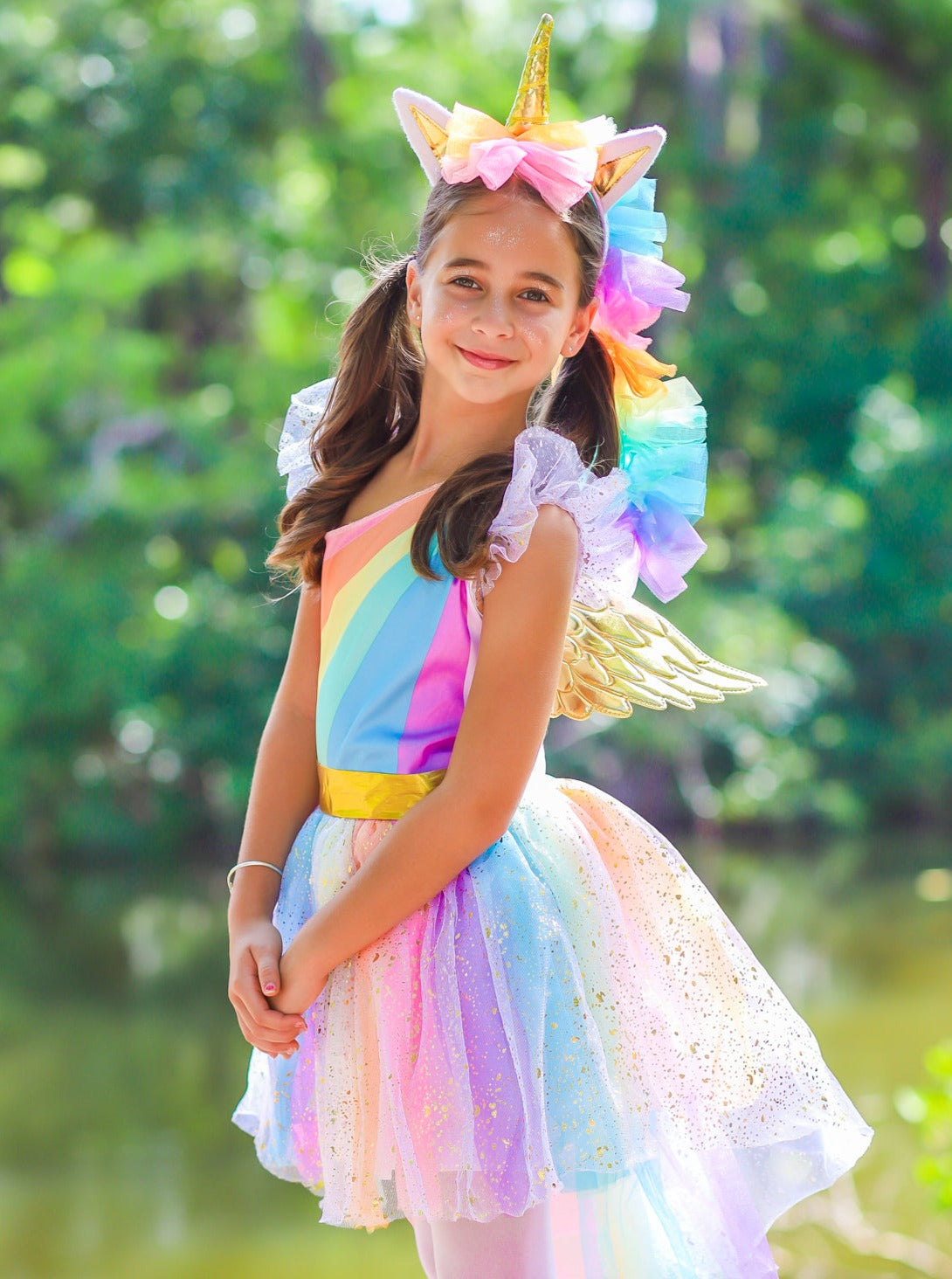 Kids Halloween Costumes | Girls Rainbow Unicorn Hi Lo Tutu Costume ...