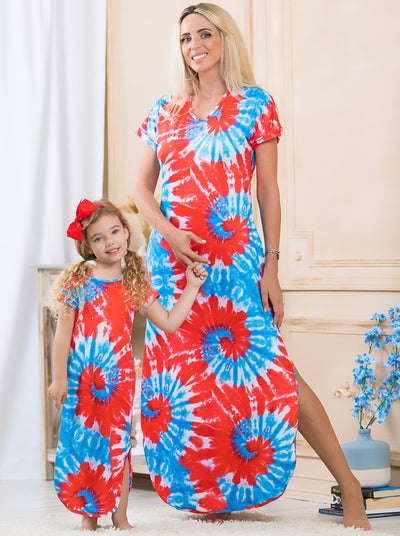 Mommy & Me Dress | Matching Tie Dye Twist Maxi Dress - Mia Belle Girls