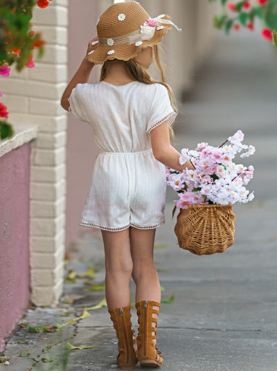 Kids Spring Clothes | Little Girls Short Sleeved Elastic Waist Romper