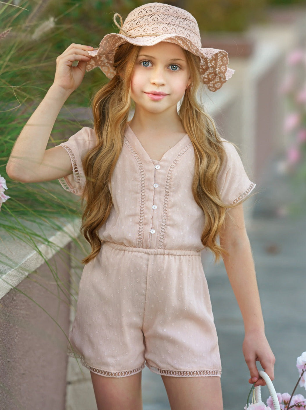 Kids Spring Clothes | Little Girls Short Sleeved Elastic Waist Romper