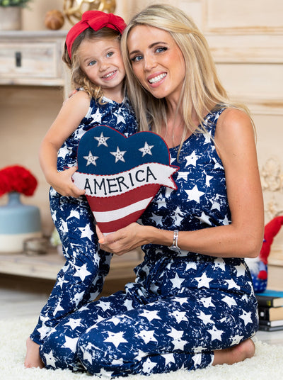 Mommy & Me 4th Of July Outfit | Sleeveless Vintage Star Print Jumpsuit