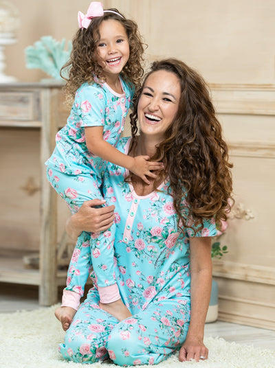 Mommy & Me Matching Rose Print Pajama Set -  Mia Belle Girls 