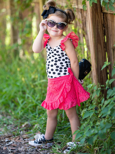 Kids Spring Clothes | Little Girls Ruched Top & Ruffled Wrap Skirt Set