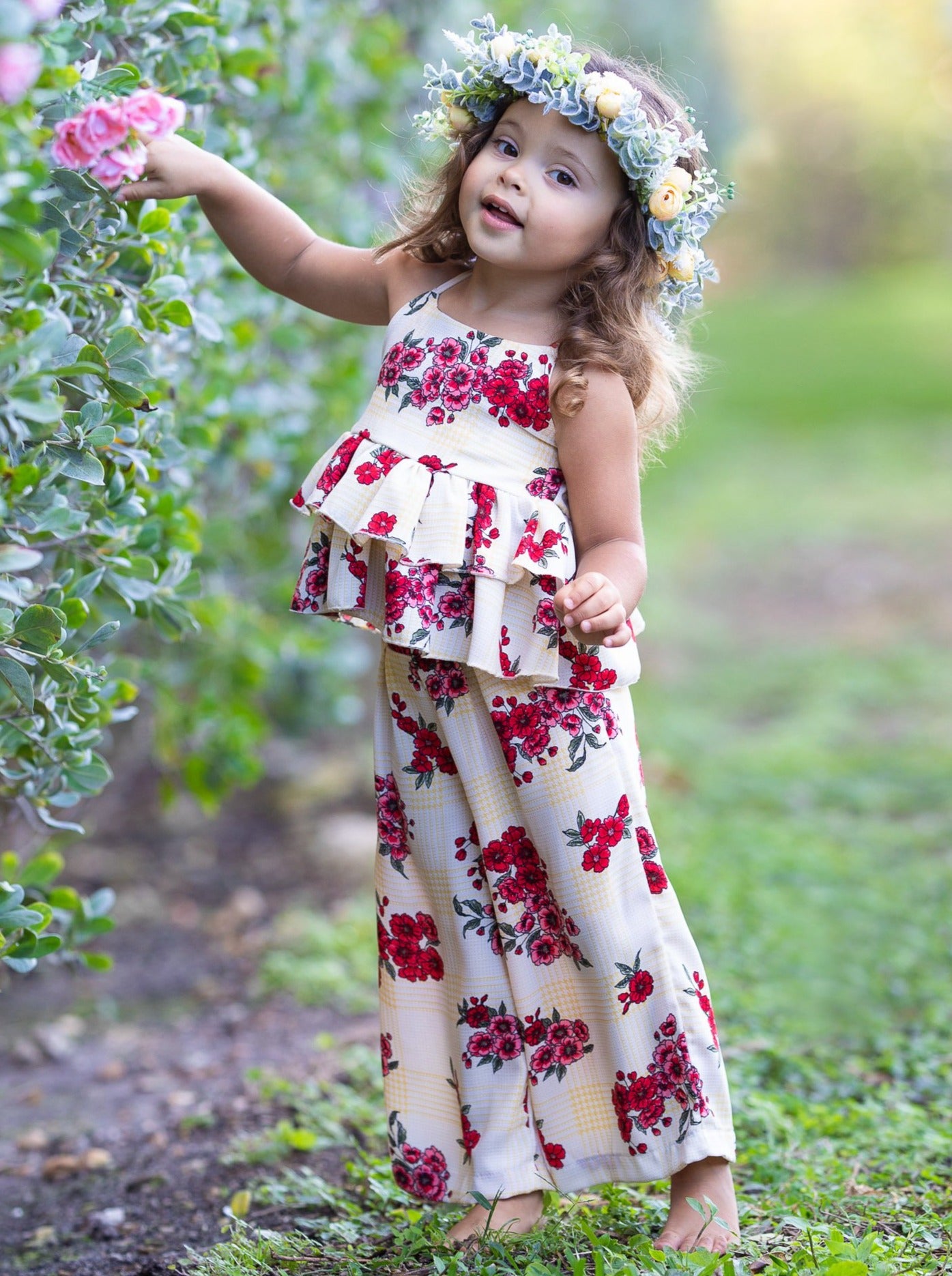 Cute Toddler Outfits | Girls Spring Floral Top & Palazzo Pants Set