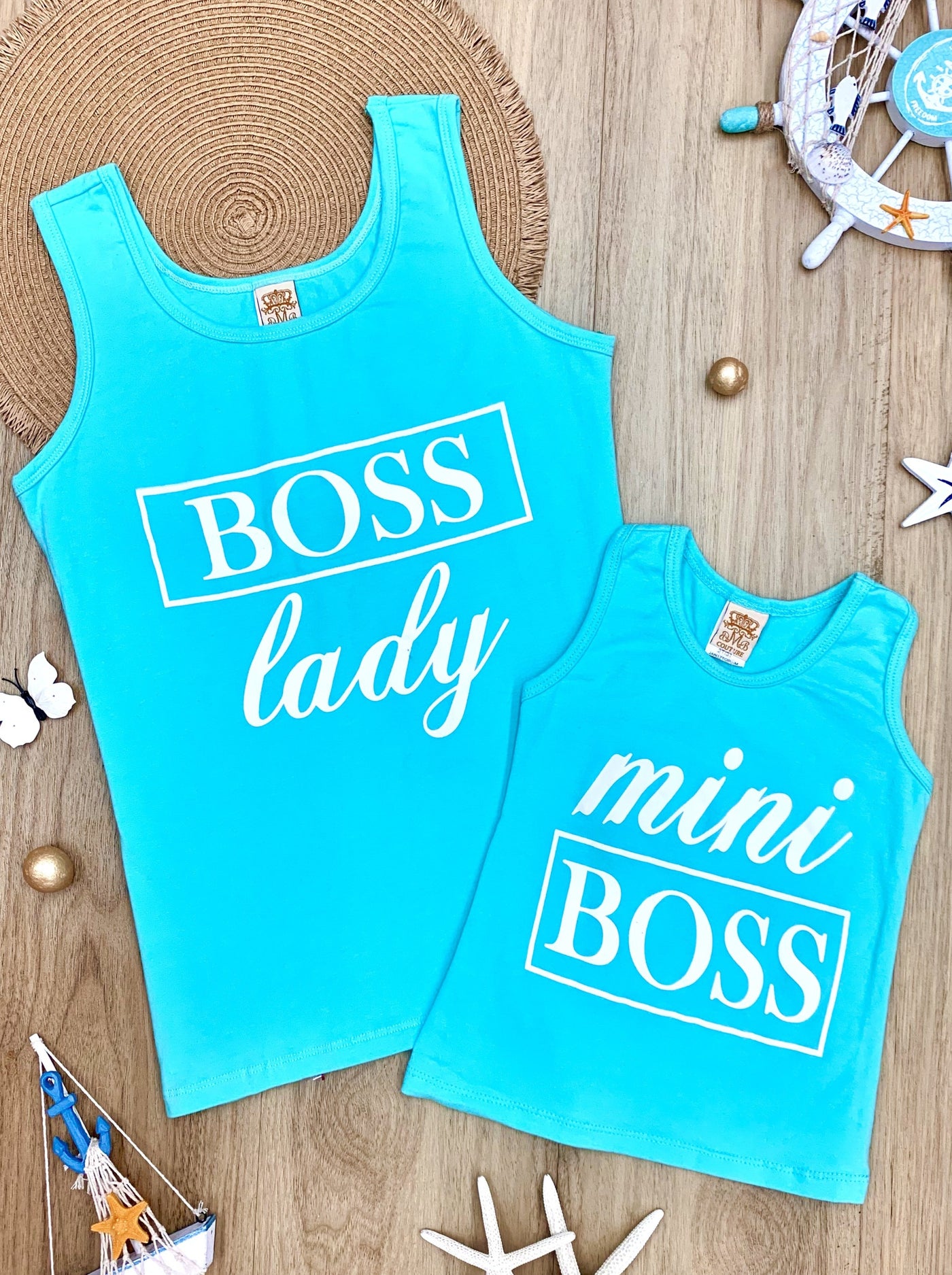 Mommy & Me Boss Lady & Mini Boss Graphic Tank - Mint / 2T/3T - Mommy & Me Top