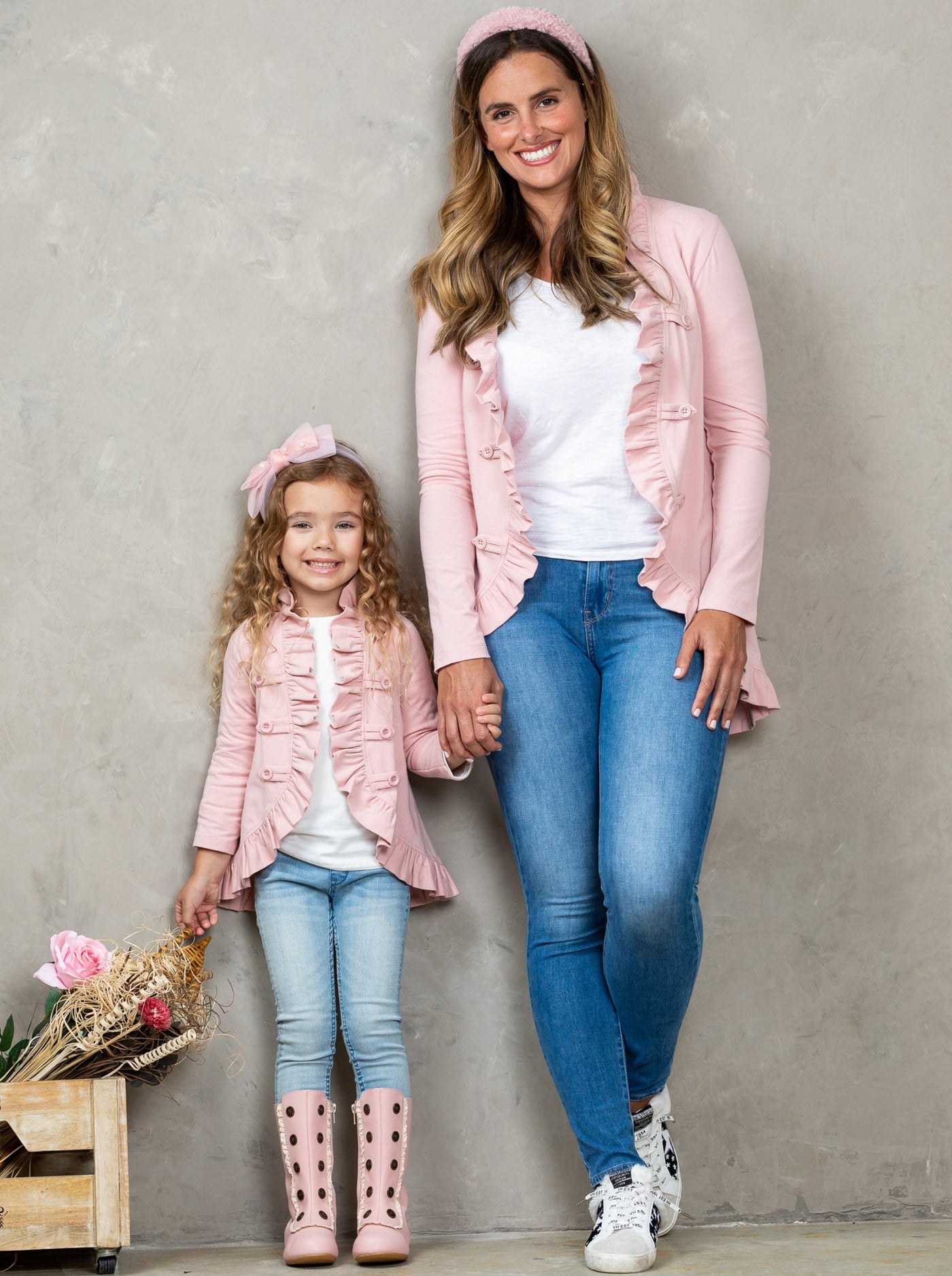 Mommy & Me Cardigans | Pink Ruffled Blazer Cardigan | Mia Belle Girls