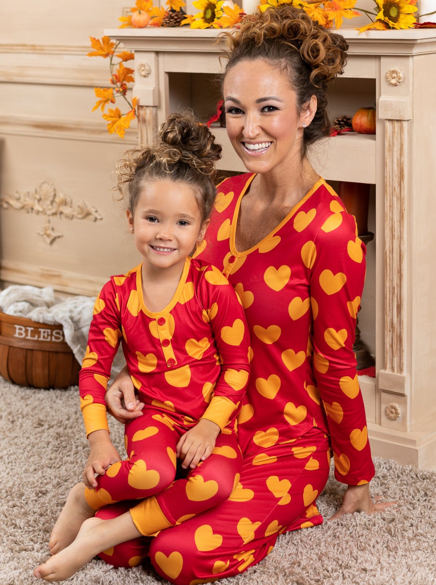 Mommy and Me Matching Pajamas | Heart Print Pattern Pajama Set