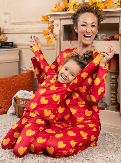 Mommy and Me Matching Pajamas | Heart Print Pattern Pajama Set