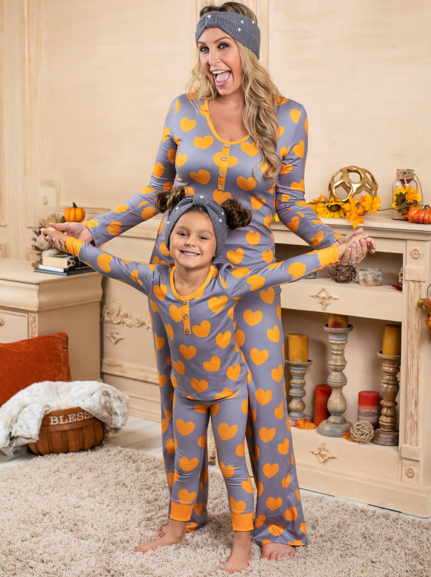 Mommy & Me Matching Pajamas | Heart Print Pajamas | Mia Belle Girls