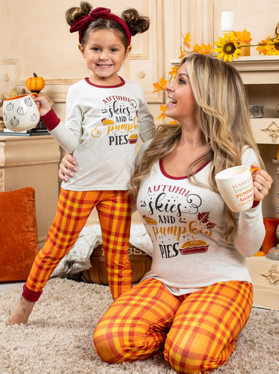 Mommy & Me Matching Pajamas | Autumn Skies & Pumpkin Pies Pajama Set