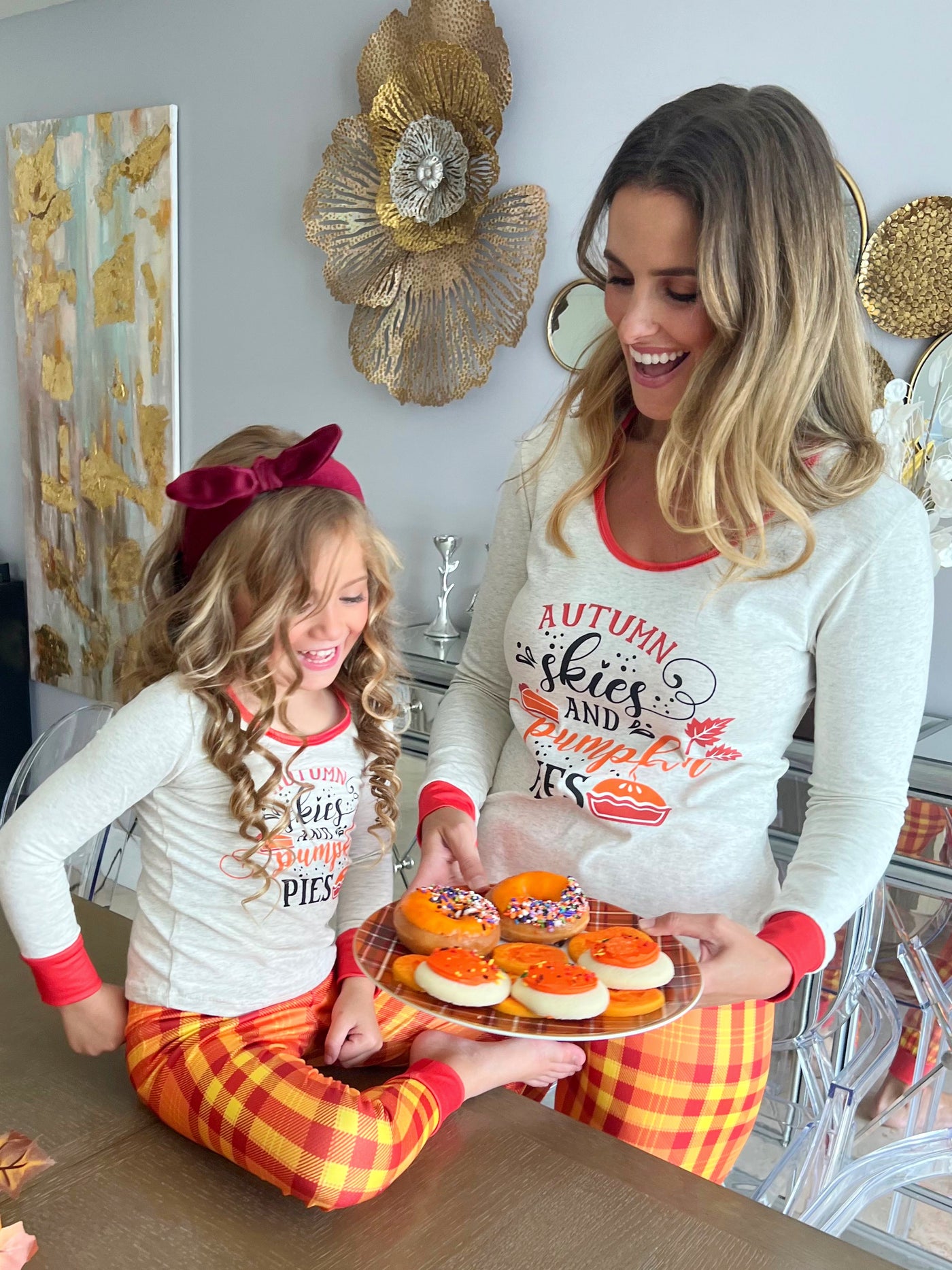 Mommy & Me Matching Pajamas | Autumn Skies & Pumpkin Pies Pajama Set