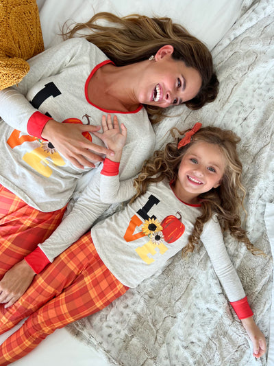 Mommy and Me Matching Fall Pajamas | Fall Love Plaid Pajama Set