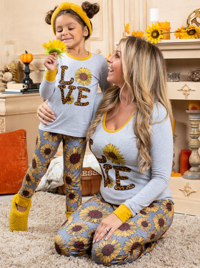 Mommy & Me Matching Pajamas | Love Sunflowers Long Sleeve Pajama Set