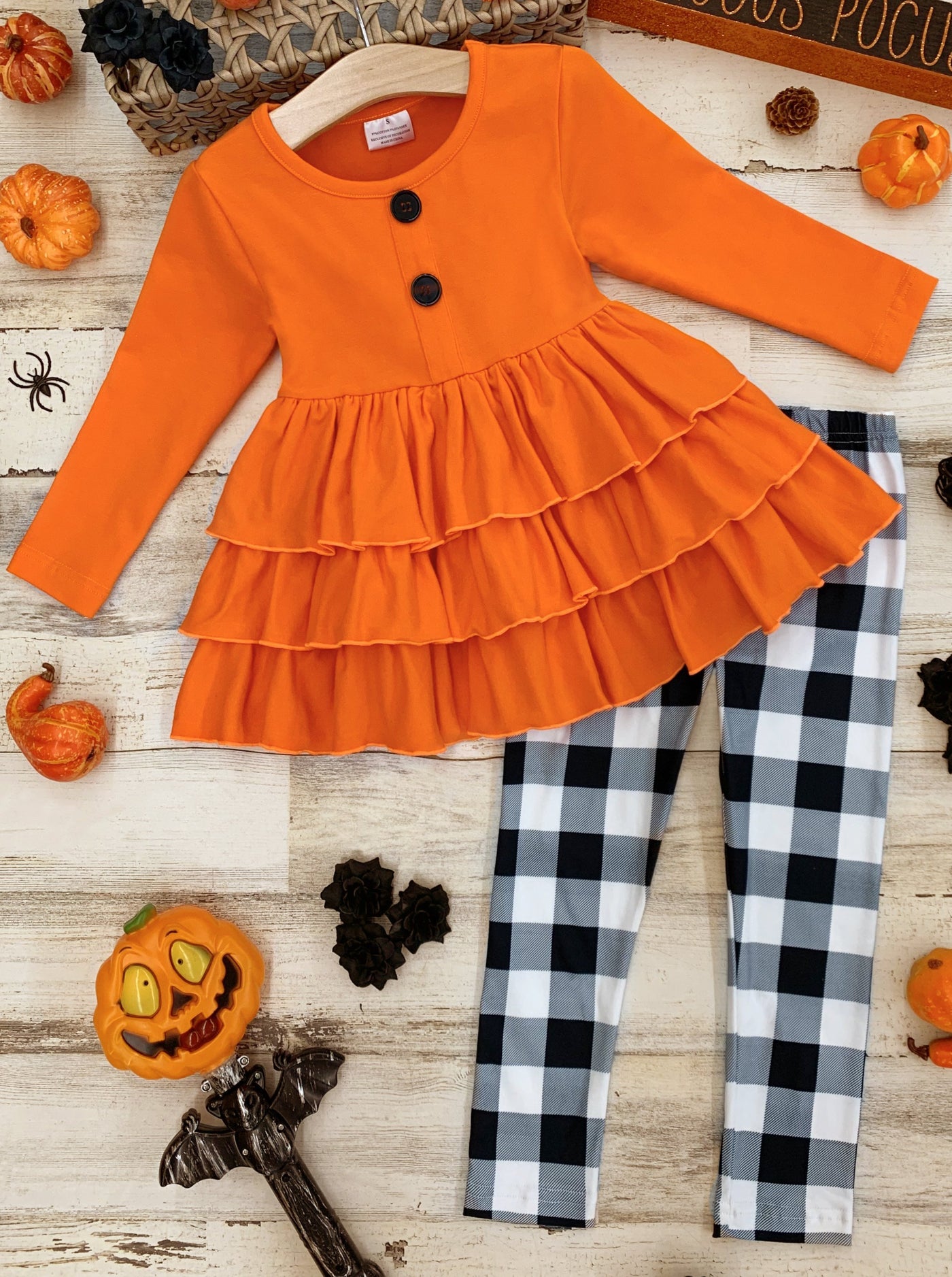 Fall Outfits | Ruffle Tunic & Plaid Legging Set | Cute Fall Girls Sets