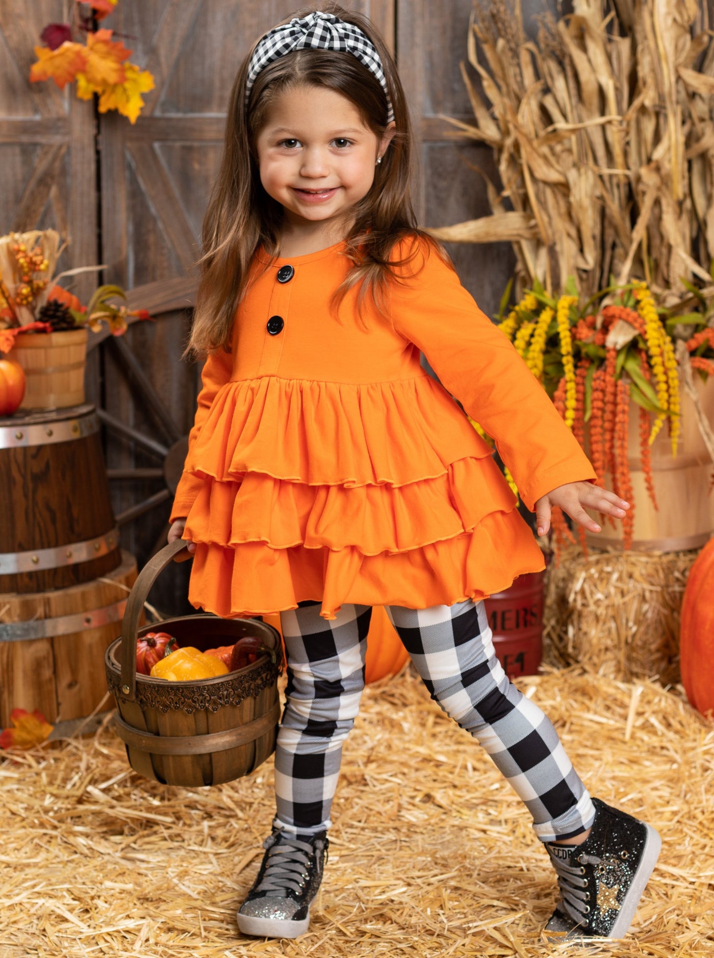 Fall Outfits | Ruffle Tunic & Plaid Legging Set | Cute Fall Girls Sets