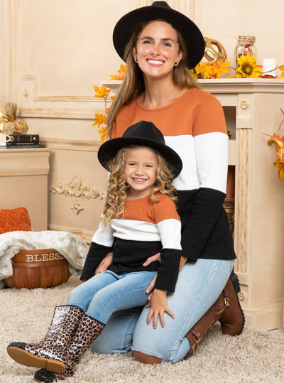 Mommy and Me Matching Colorblock Pullover Sweaters - Mia Belle Girls