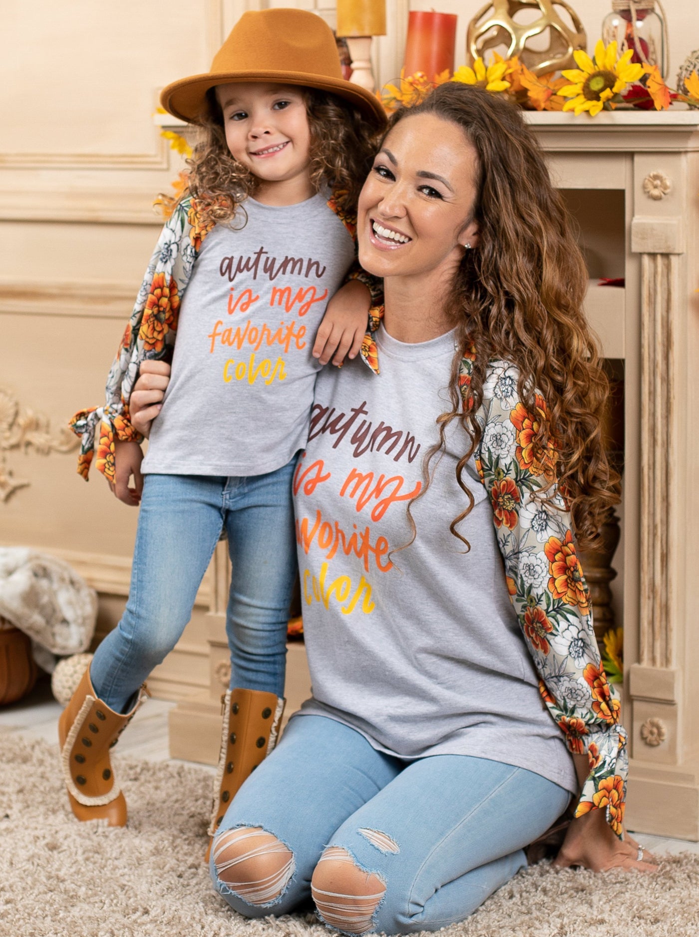 Mommy & Me Autumn is My Favorite Season Raglan Floral Top | Mia Belle Girls