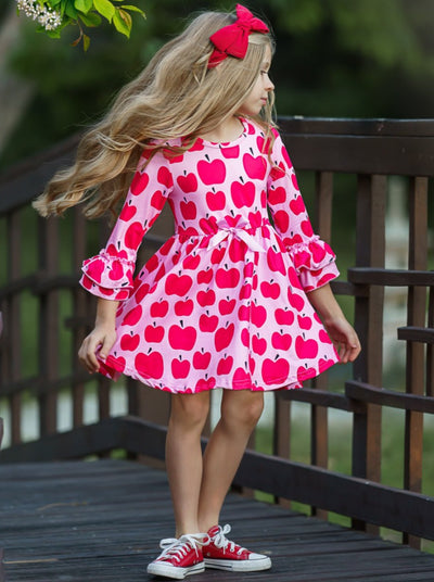 Back To School Dress | Apple Print Hi-Lo Dress | Mia Belle Girls