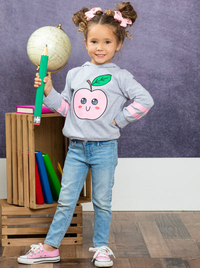 First Day of School | Apple Pullover Hoodie Sweater | Mia Belle Girls