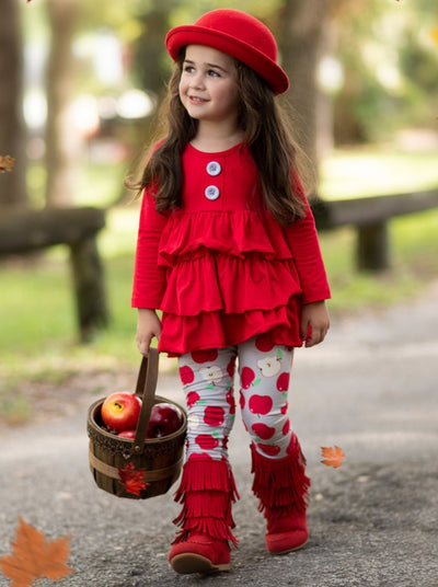 First Day of School | Tiered Tunic & Apple Leggings | Mia Belle Girls