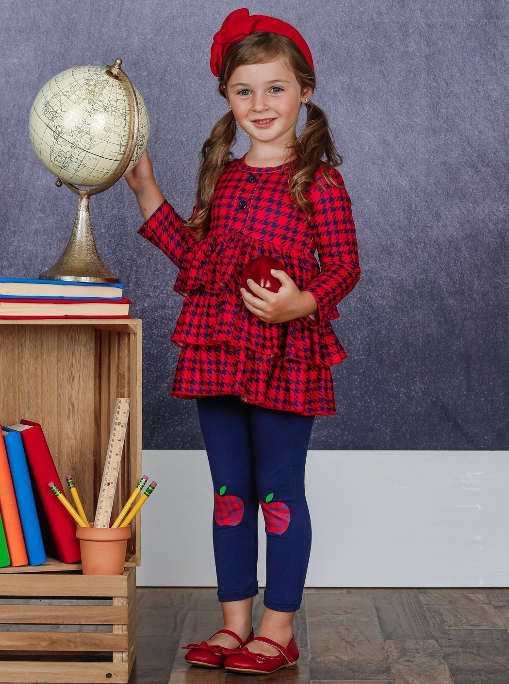 First Day of School | Houndstooth Tunic & Leggings | Mia Belle Girls